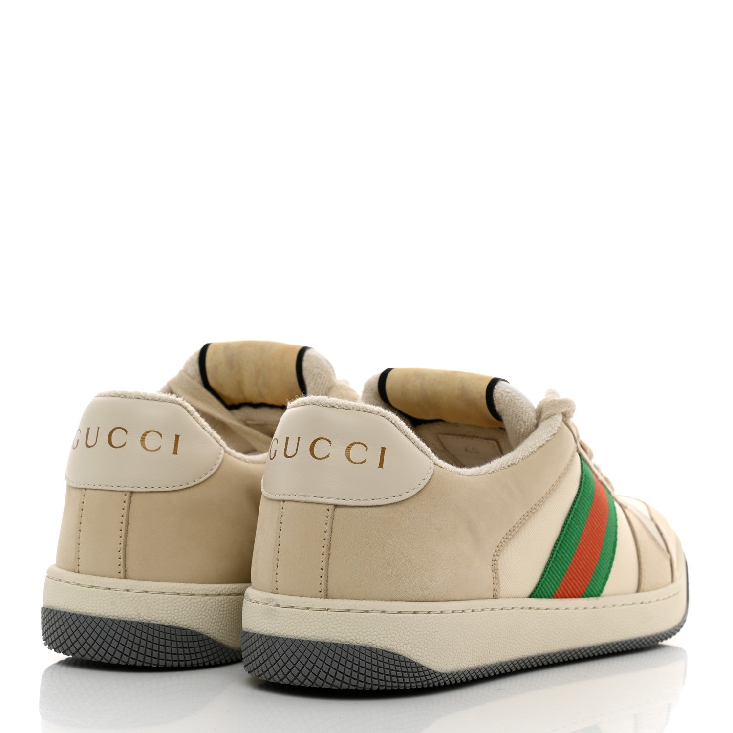 Gucci Nylon Nubuck Web Womens Screener Sneakers 40 Mystic White Dusty Milk 4 of 10