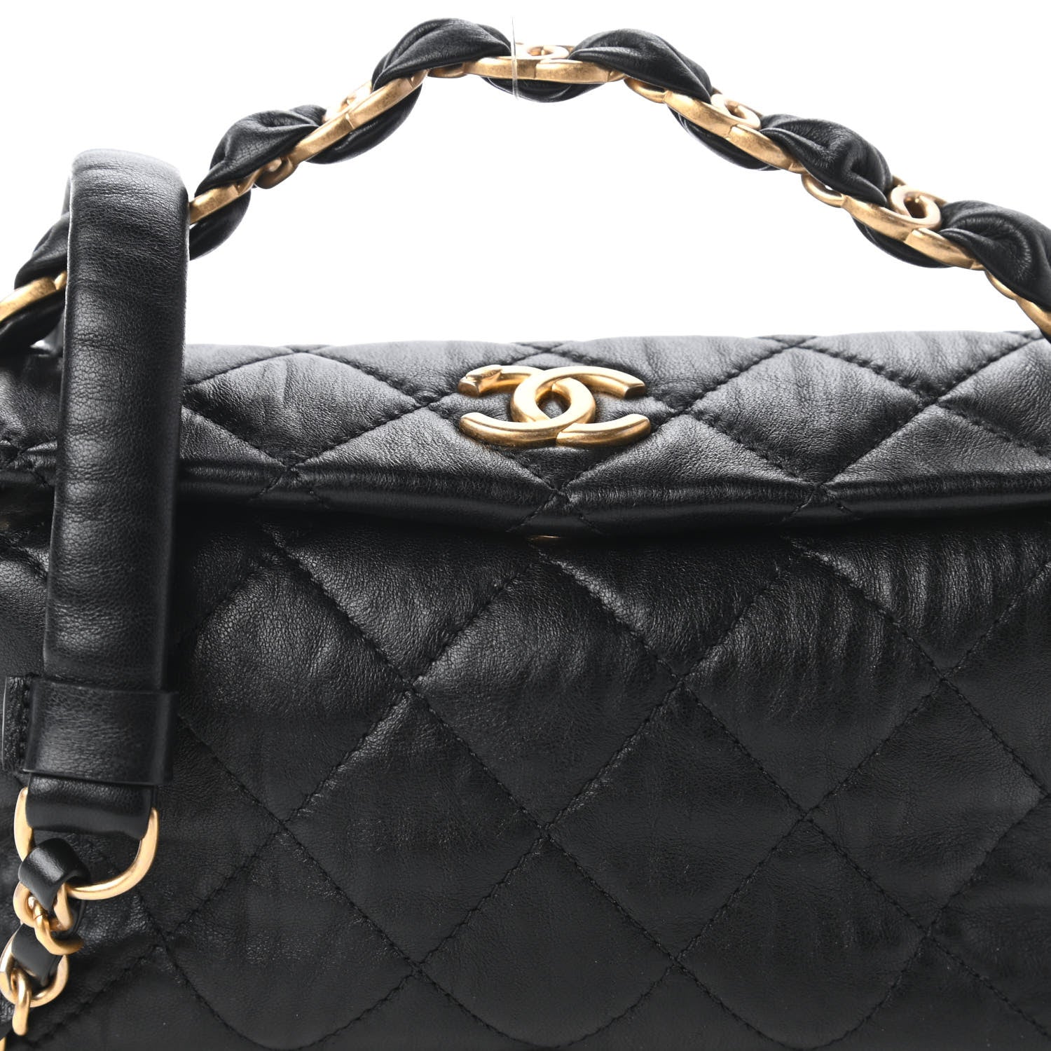 Chanel Crumpled Lambskin Quilted Small CC Links Shoulder Bag Black 10 of 10