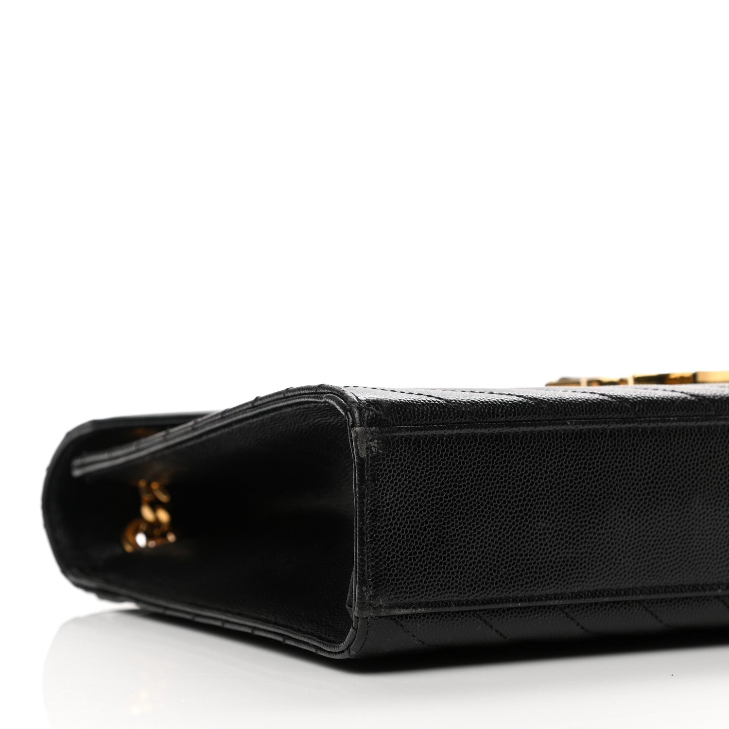 Saint Laurent Grain De Poudre Matelasse Chevron Large Monogram Satchel Black 10 of 13