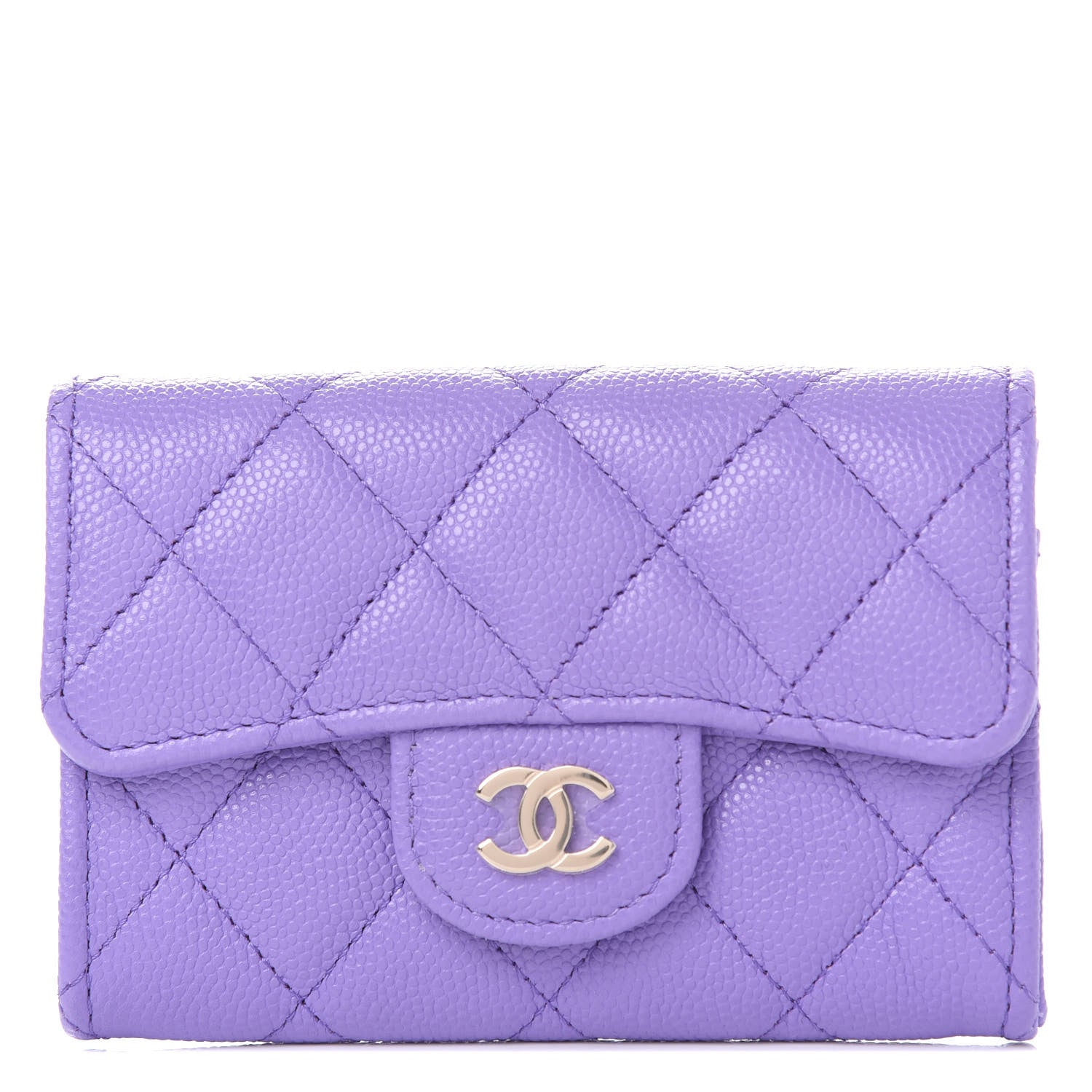 Chanel Caviar Quilted Flap Card Holder Wallet Purple 1 of 11