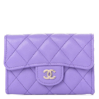 Chanel Caviar Quilted Flap Card Holder Wallet Purple 1 of 11