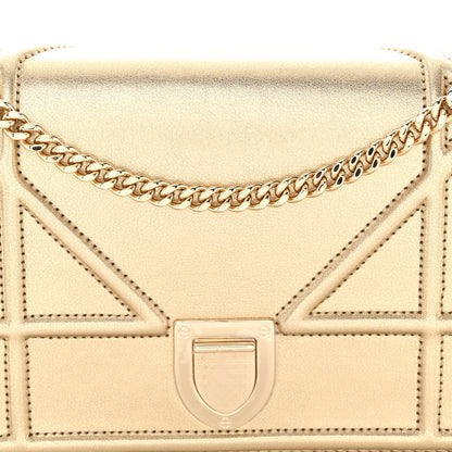 Christian Dior Metallic Calfskin Diorama Wallet on Chain Pouch Light Gold 7 of 9