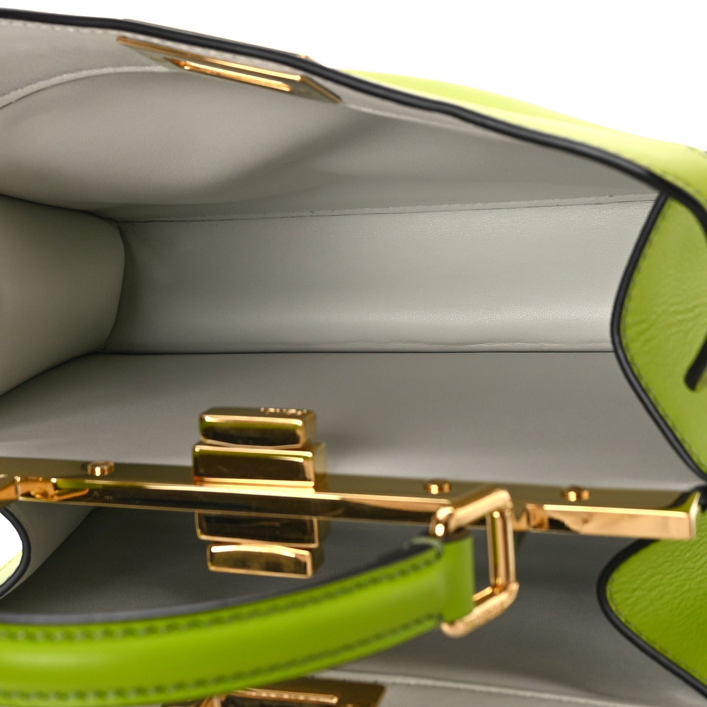 Vitello Seta Shiny Nappa Small Peekaboo I SEE U Satchel Wasabi White