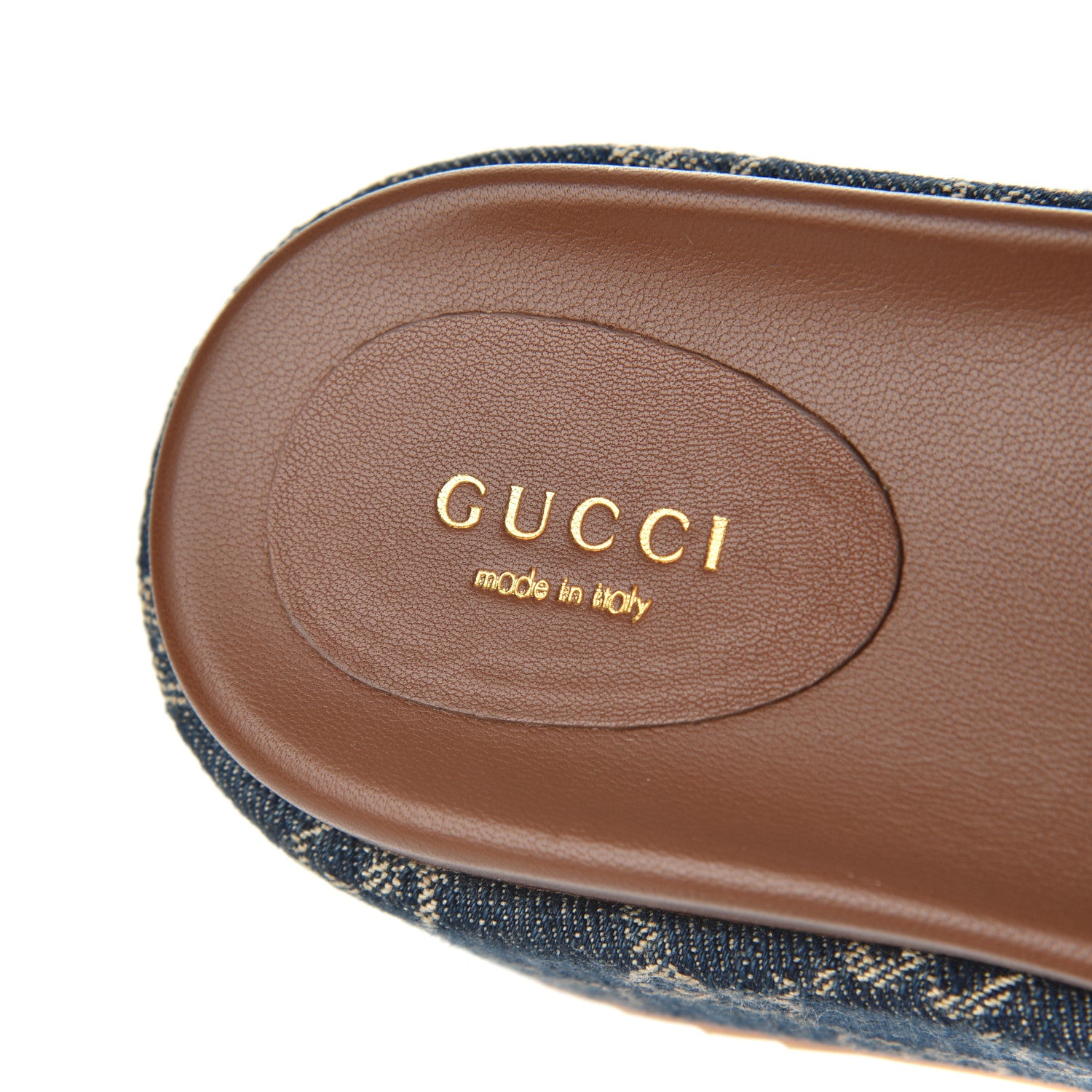 Gucci New Denim GG Monogram Angelina Platform 55mm Slide Sandals 36.5 Blue Tea 6 of 10