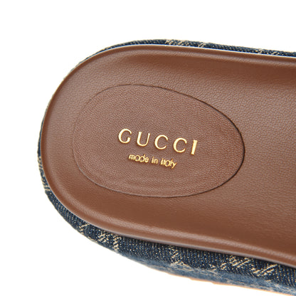 Gucci New Denim GG Monogram Angelina Platform 55mm Slide Sandals 36.5 Blue Tea 6 of 10