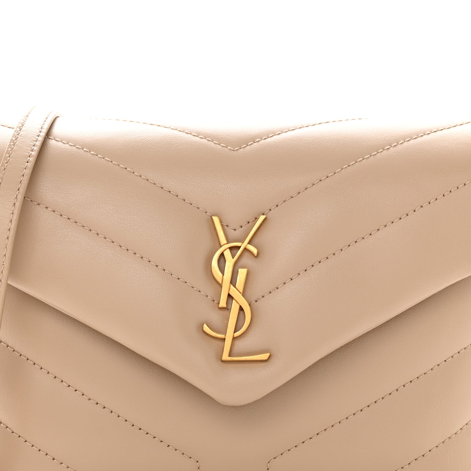 Saint Laurent Calfskin Y Quilted Monogram Toy Loulou Crossbody Bag Dark Beige 8 of 12