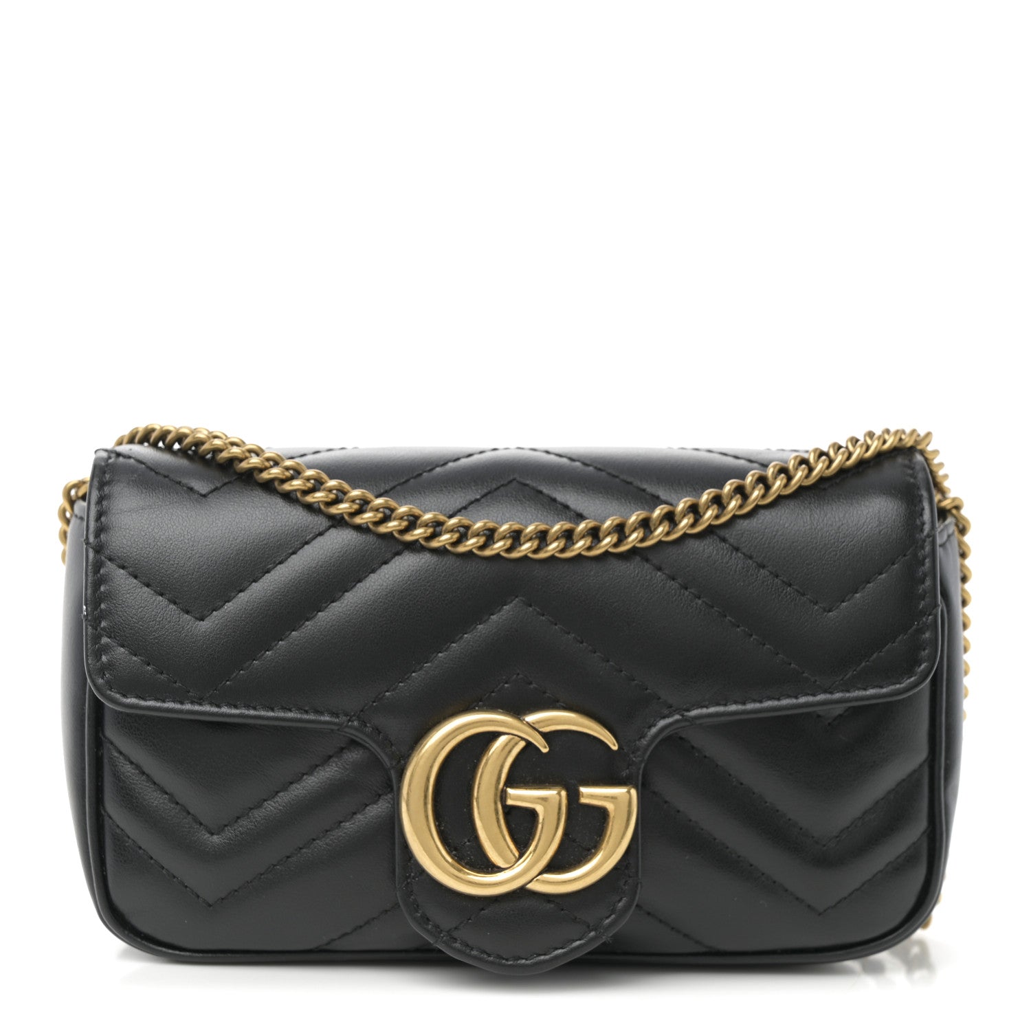 Gucci Calfskin Matelasse Super Mini GG Marmont Shoulder Bag Black 3 of 37