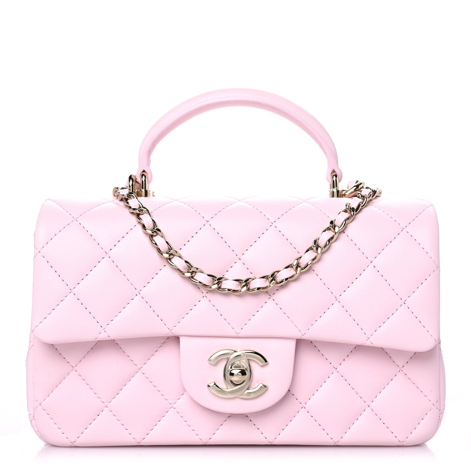 Chanel Lambskin Quilted Mini Top Handle Rectangular Flap Light Pink 1 of 11