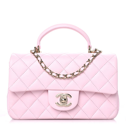Chanel Lambskin Quilted Mini Top Handle Rectangular Flap Light Pink 1 of 11