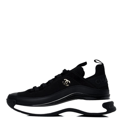 Chanel Velvet Calfskin Mixed Fibers CC Sneakers 38 Black 1 of 10