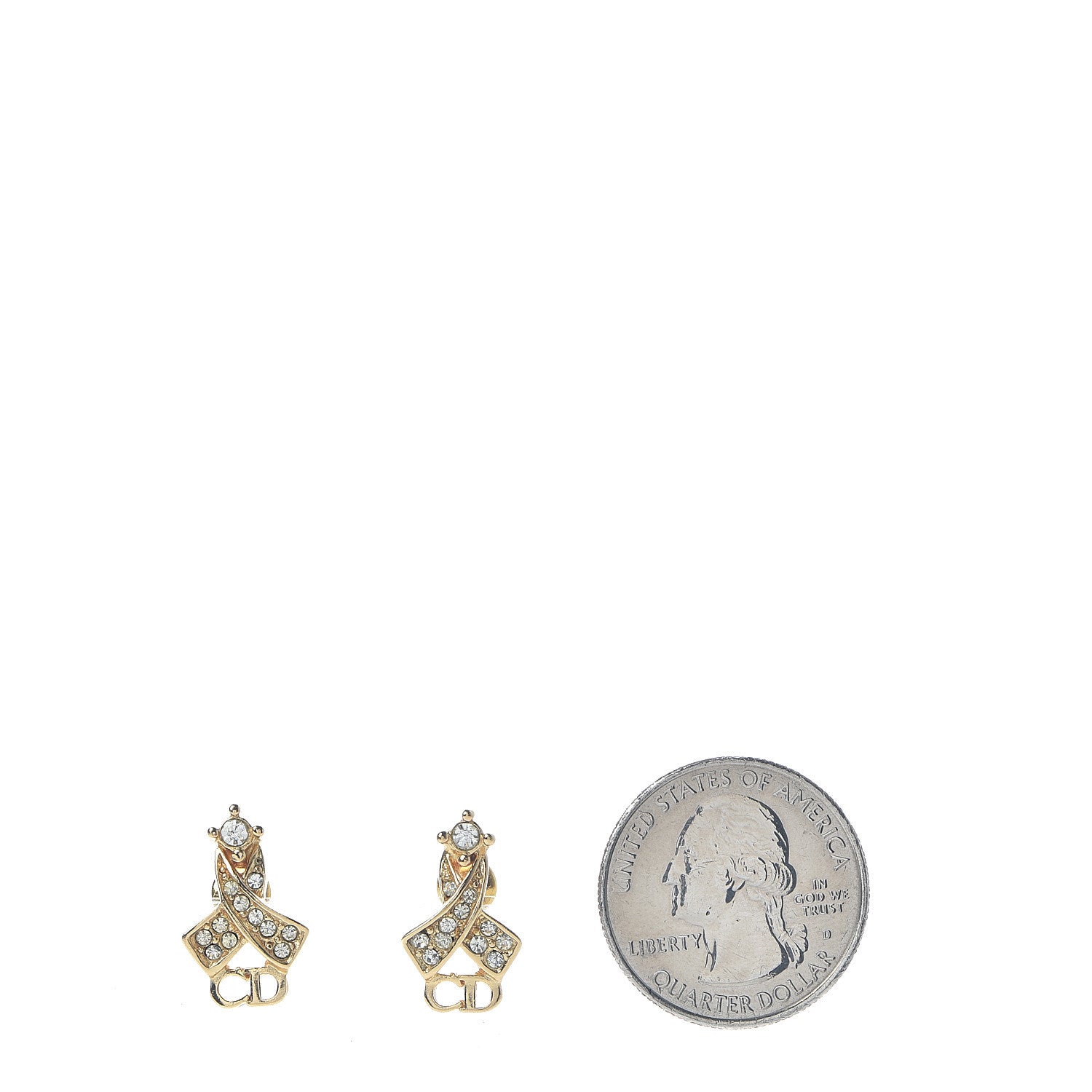 Christian Dior Crystal CD Earrings Gold 2 of 4