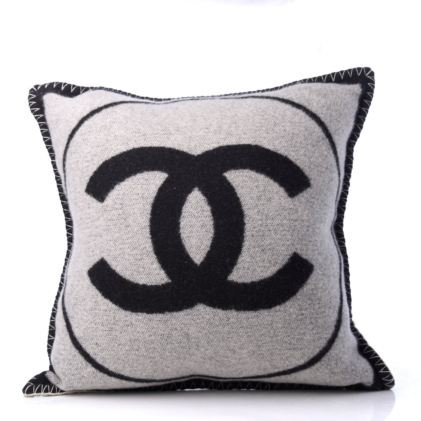 Merino Wool Cashmere CC Pillow Black Beige