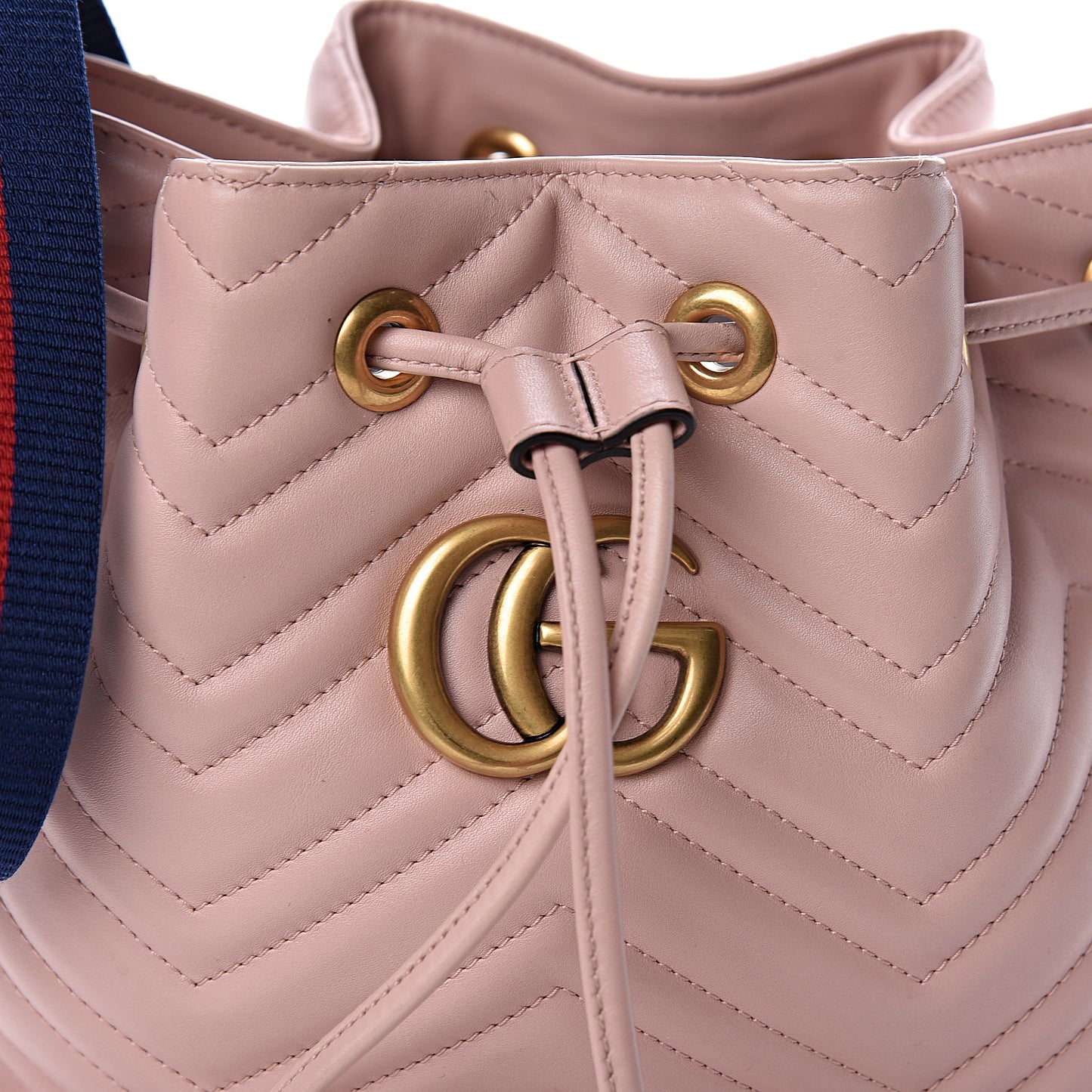 Calfskin Matelasse Sylvie Web GG Marmont Bucket Bag Perfect Pink