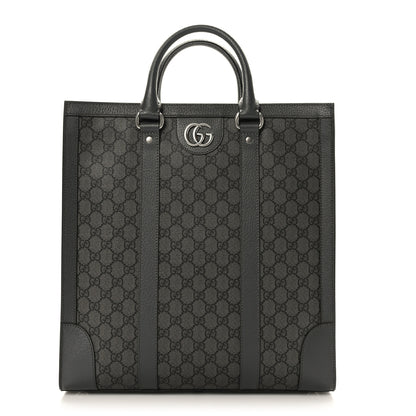 Gucci GG Supreme Monogram Textured Dollar Calfskin Medium Ophidia Tote Grey Black Graphite Grey 1 of 9