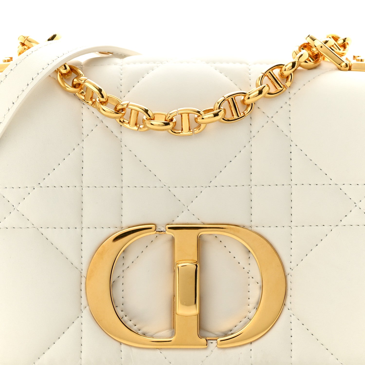 Christian Dior Calfskin Macrocannage Mini Caro Bag White 8 of 13