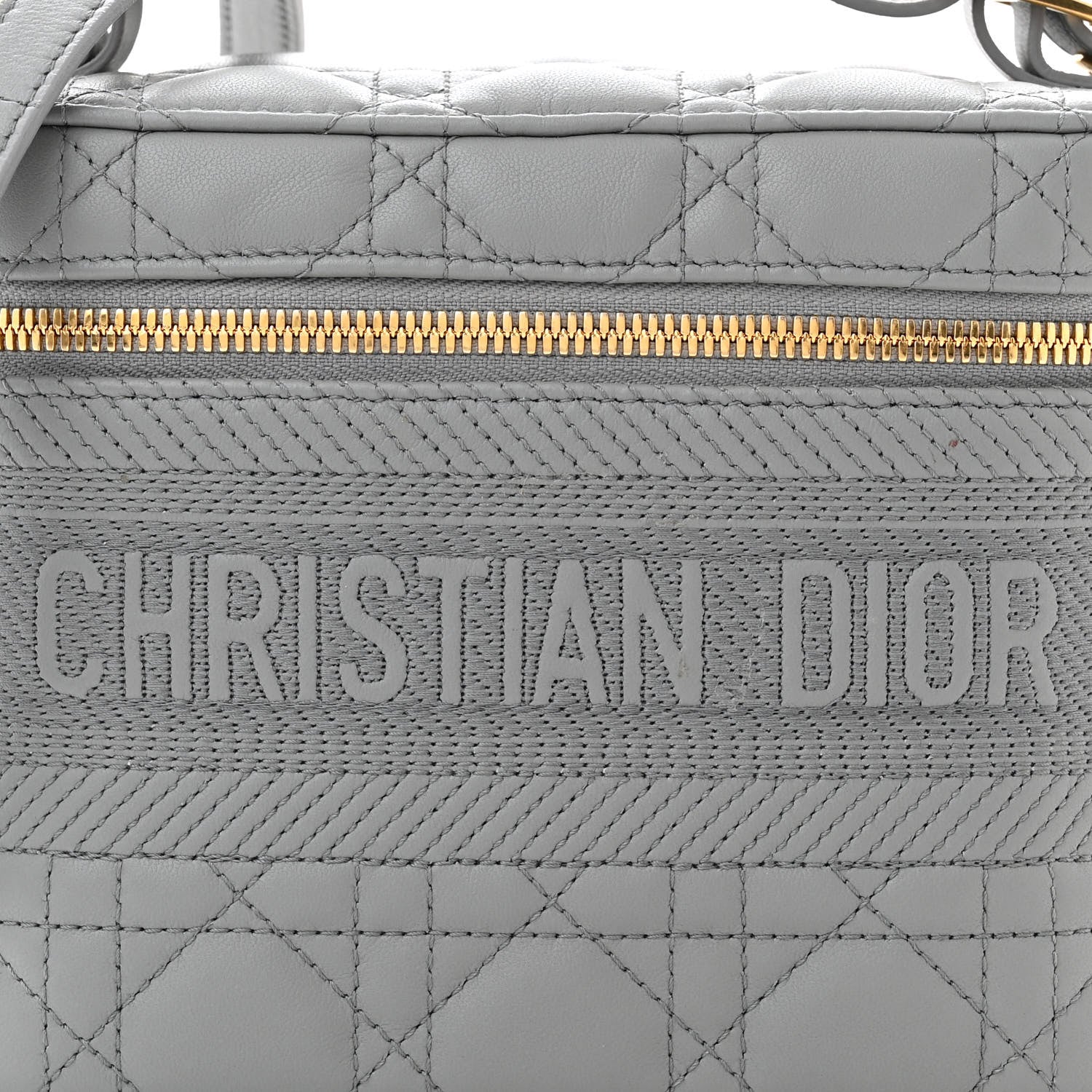 Christian Dior Lambskin Cannage Small Diortravel Vanity Case Grey 8 of 11