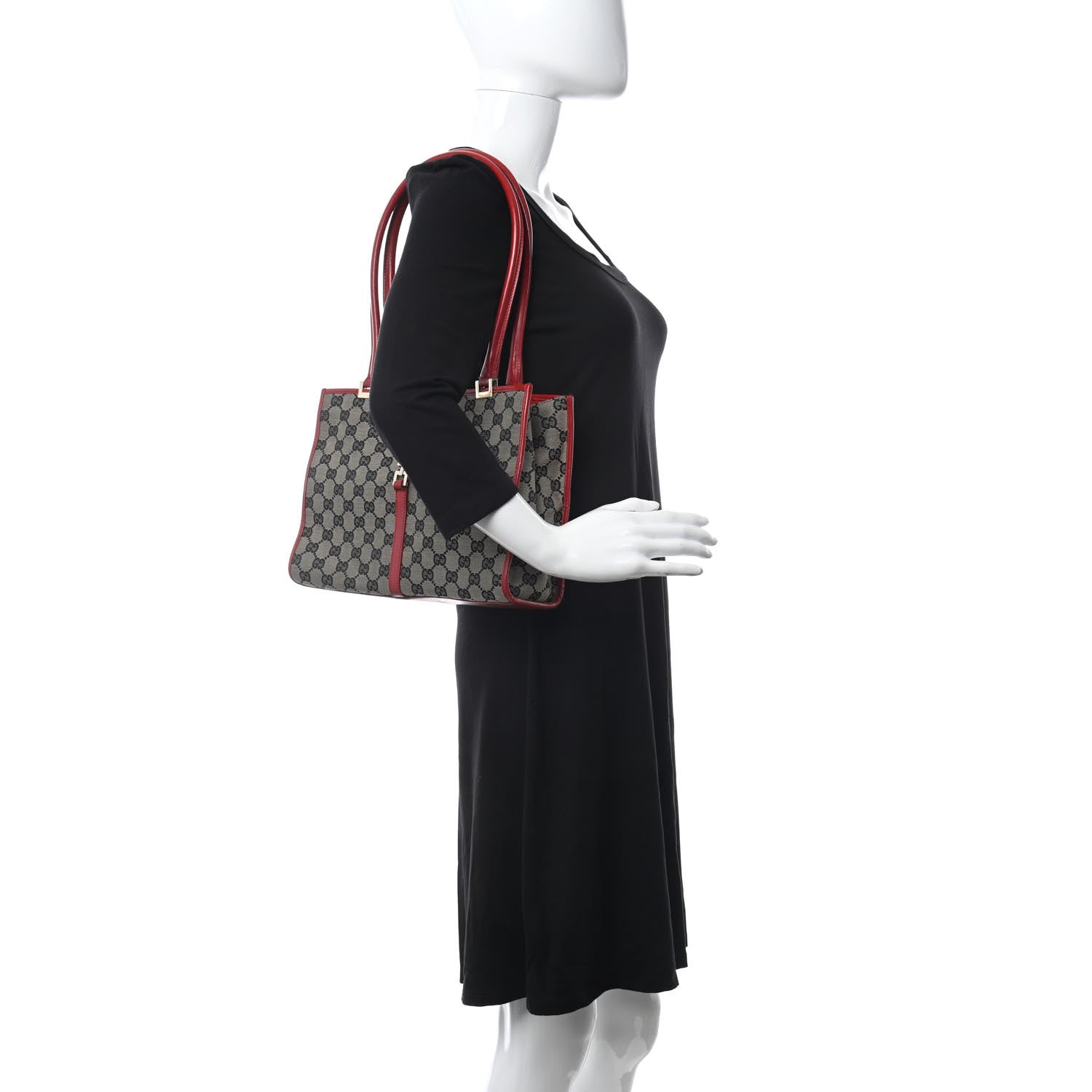 Gucci Monogram Small Bardot Shoulder Bag Red 2 of 13