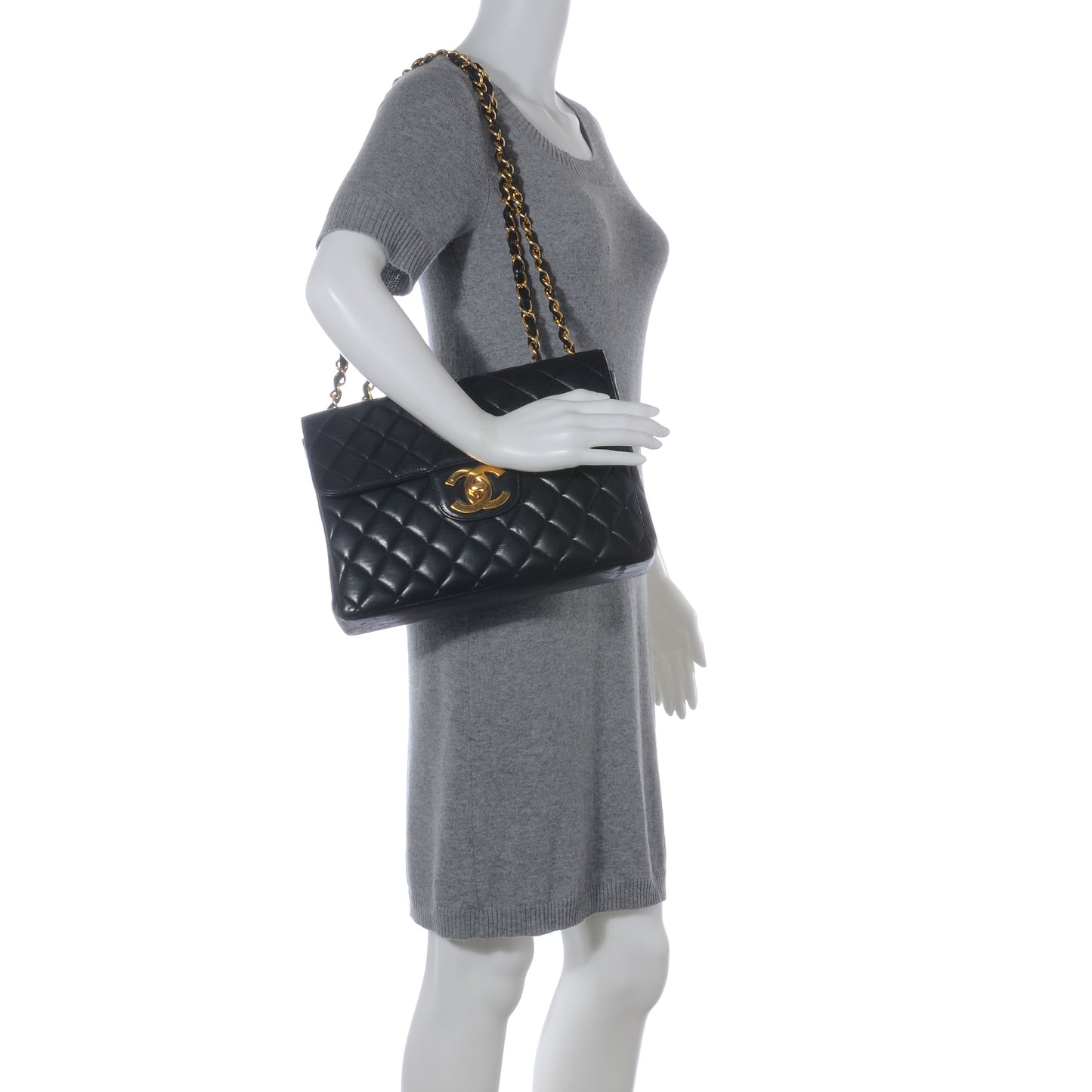 Lambskin Jumbo Flap Bag Black