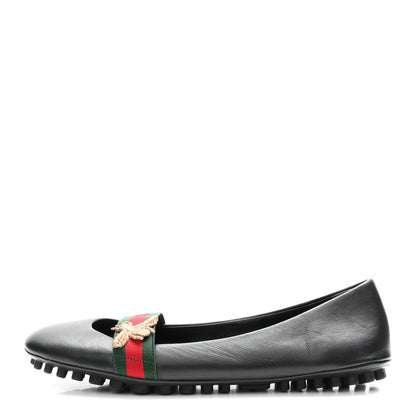 Gucci Calfskin Bayadere Bee Ballerina Flats 35.5 Black 1 of 10