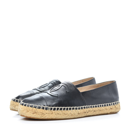 Chanel Lambskin CC Espadrilles 38 Black 3 of 11