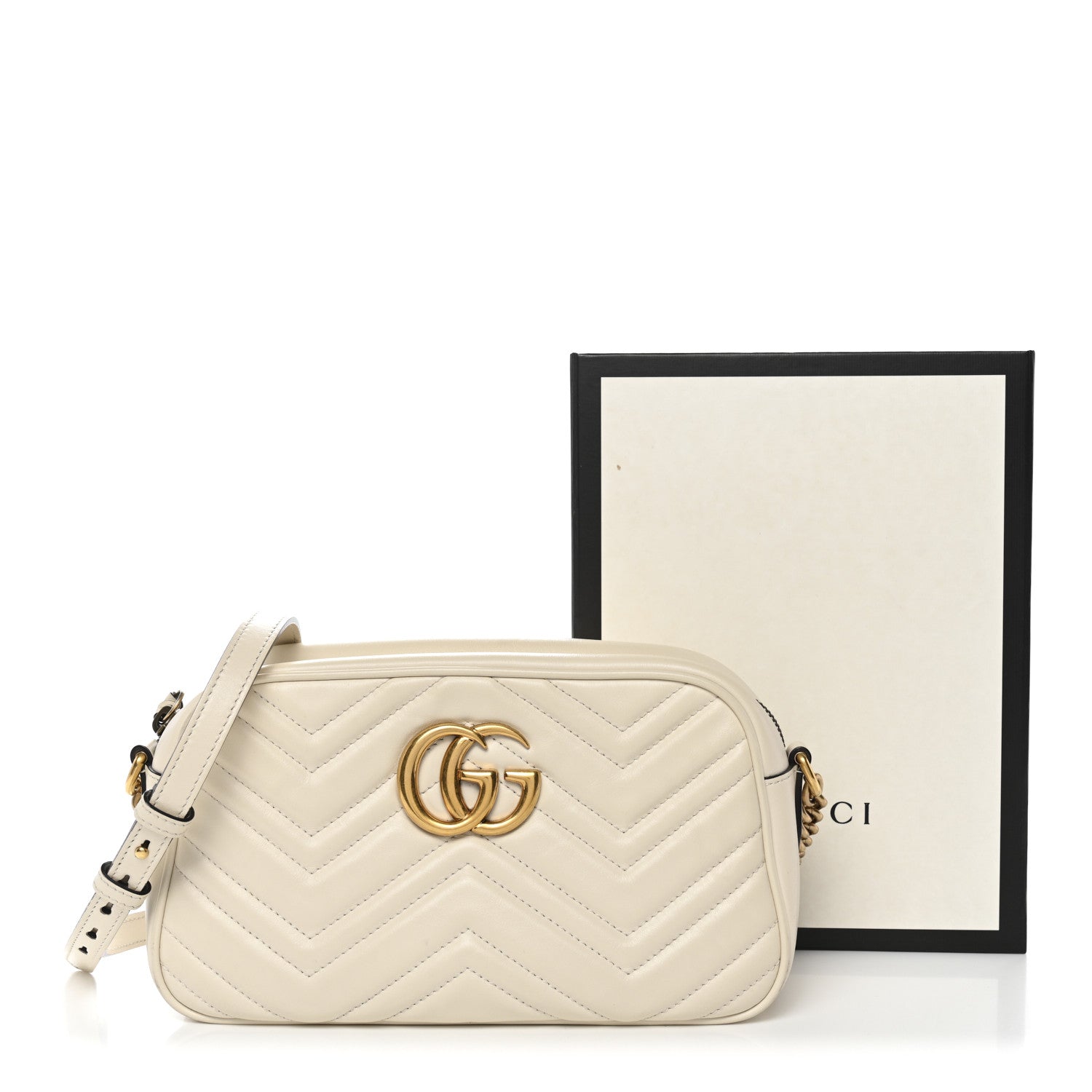 Gucci Calfskin Matelasse Small GG Marmont Chain Shoulder Bag White 11 of 11