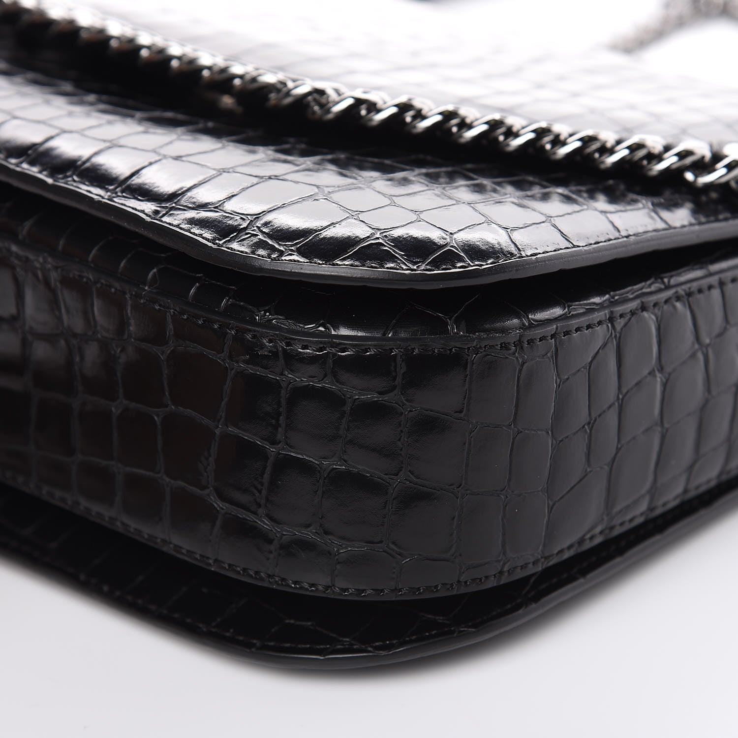 Stella McCartney Embossed Crocodile Effect Medium Falabella Box Shoulder Bag Black 7 of 8
