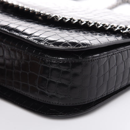 Stella McCartney Embossed Crocodile Effect Medium Falabella Box Shoulder Bag Black 7 of 8