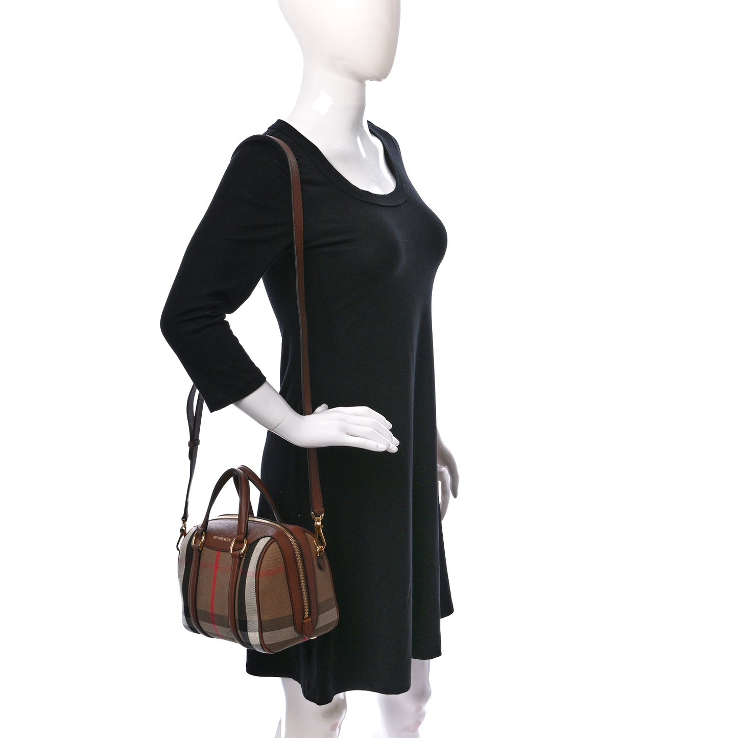 House Check Derby Calfskin Small Alchester Bowling Bag Honey Tan