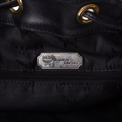 MCM Calfskin Quilted Studded Bucket Bag Black 5 of 5