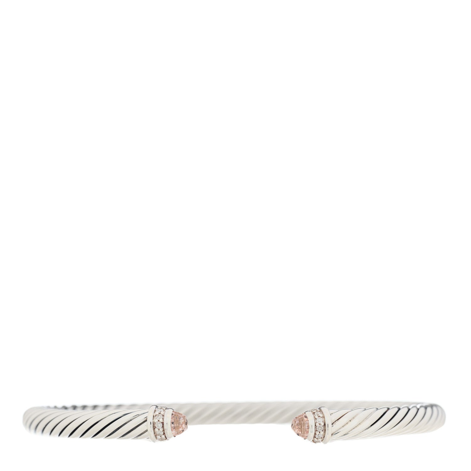 David Yurman Sterling Silver Diamond Morganite 5mm Cable Classics Bracelet 1 of 3
