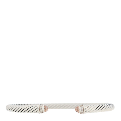 David Yurman Sterling Silver Diamond Morganite 5mm Cable Classics Bracelet 1 of 3