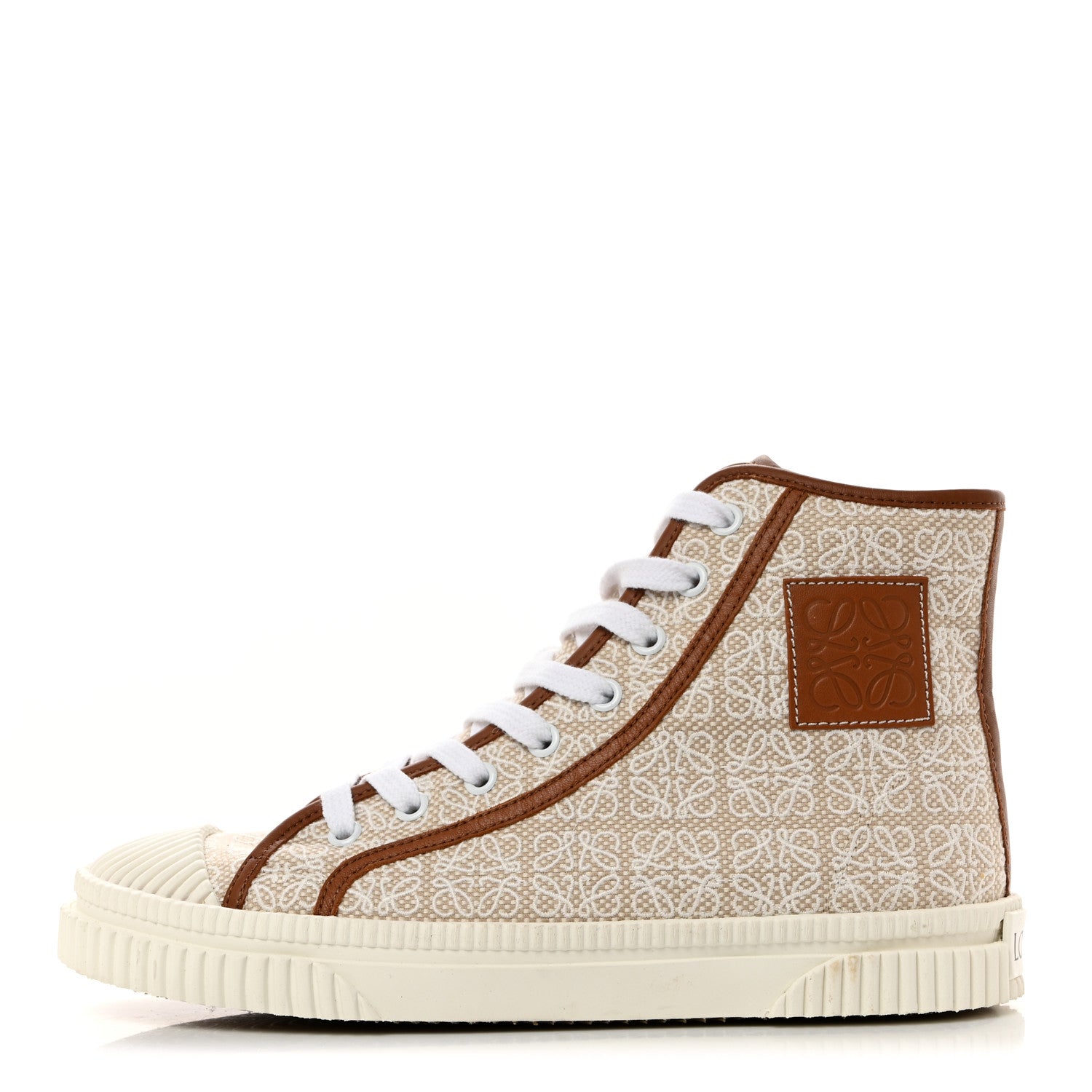Loewe Jacquard Anagram Calfskin High Top Sneakers 38 Natural White 1 of 8