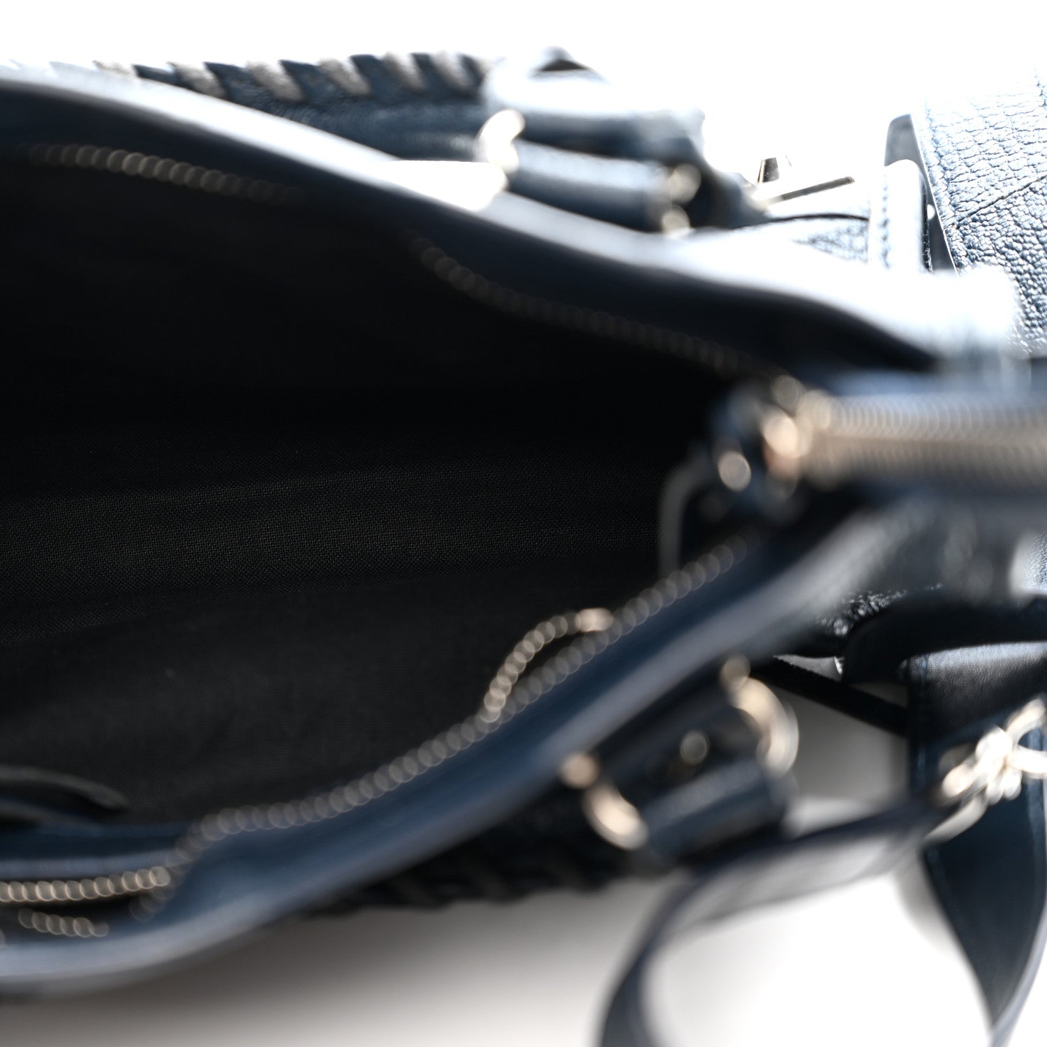 Balenciaga Chevre Silver Metallic Edge Hardware Mini City Bleu de Minuit 6 of 13
