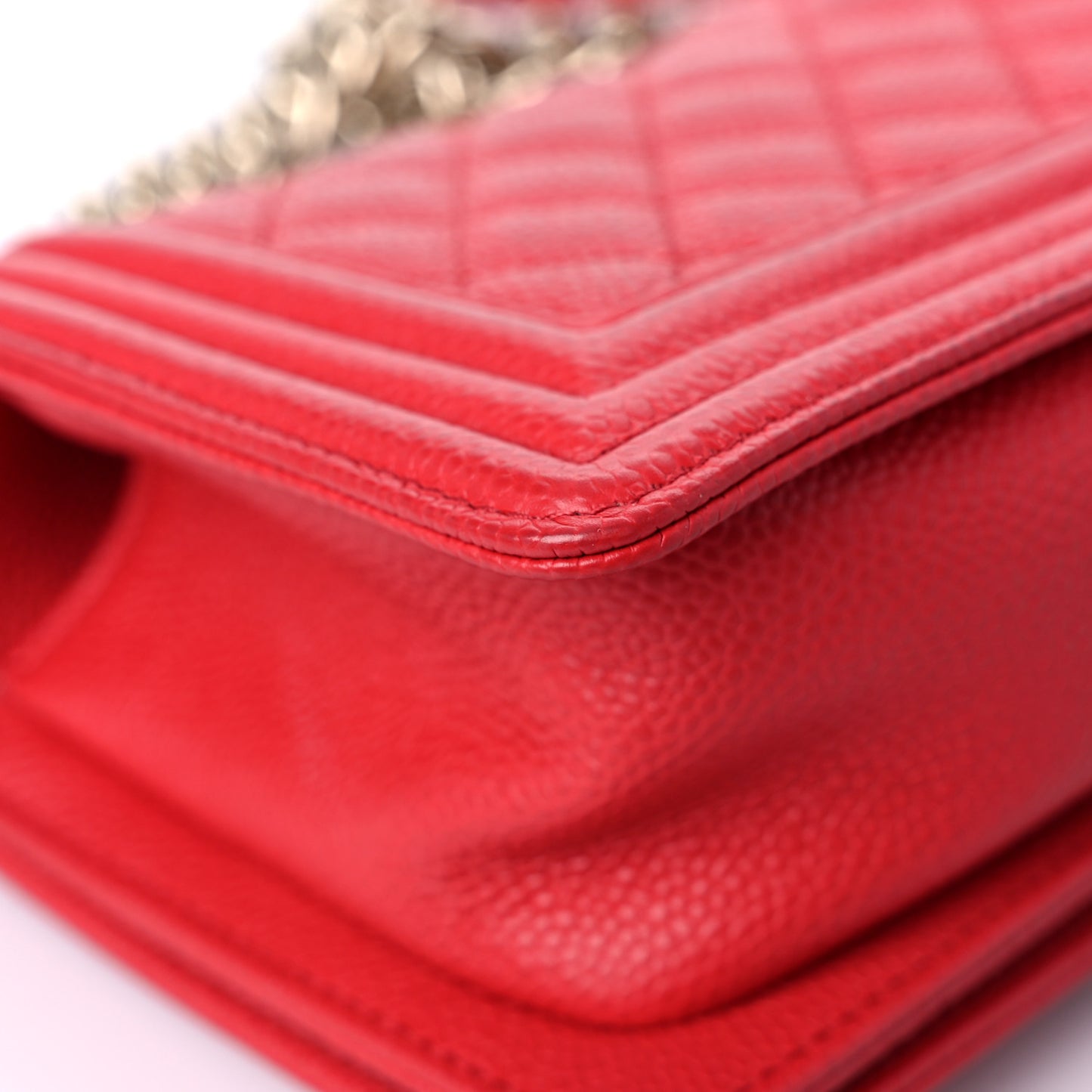 Caviar Quilted Small Boy Flap Dark Red