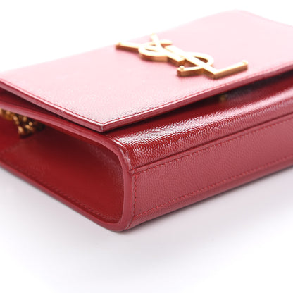 Saint Laurent Grain De Poudre Small Monogram Kate Satchel Red 3 of 8