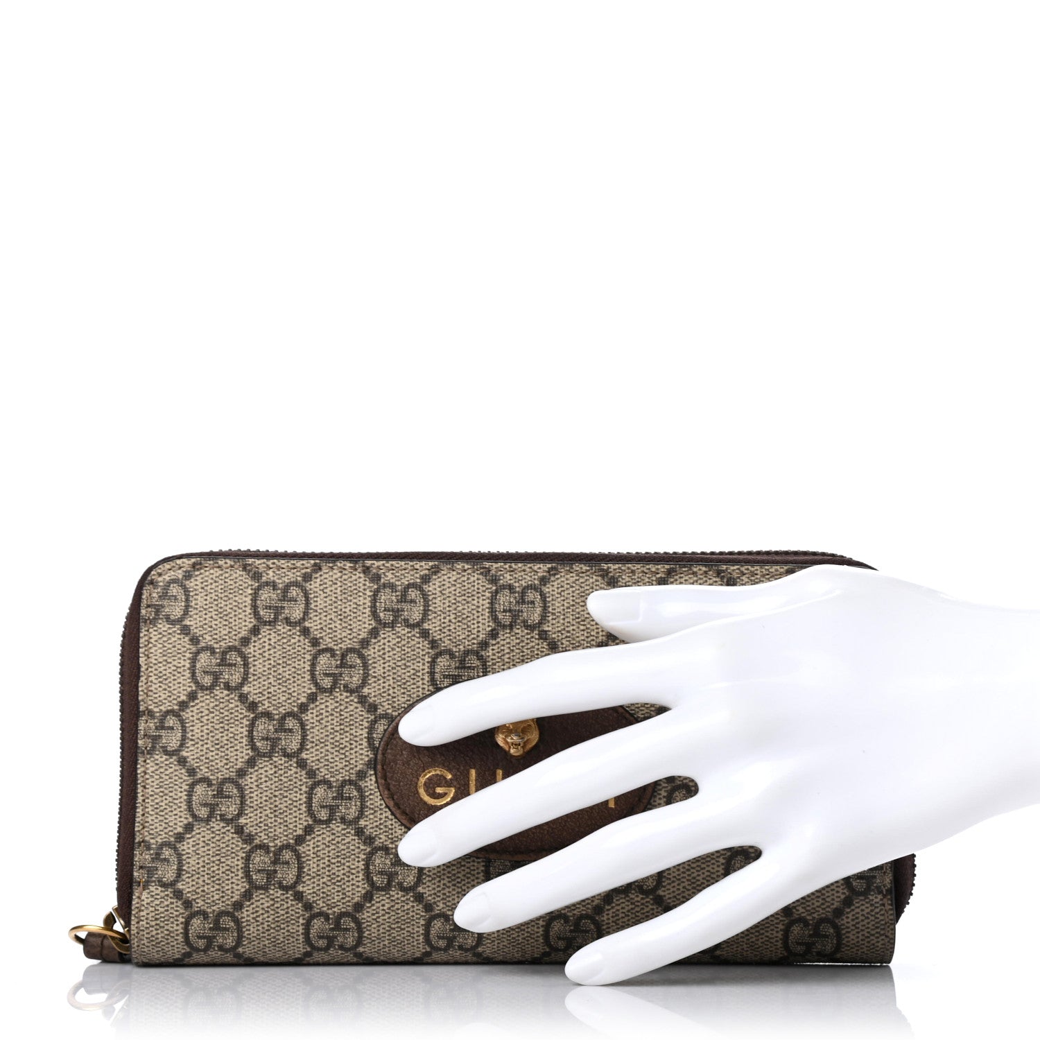 Gucci GG Supreme Monogram Neo Vintage Zip Around Wallet Beige Crop New Acero 2 of 7