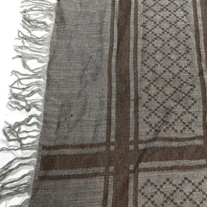 Gucci Wool Silk Fox Fur Monogram Shawl Scarf Brown 4 of 6