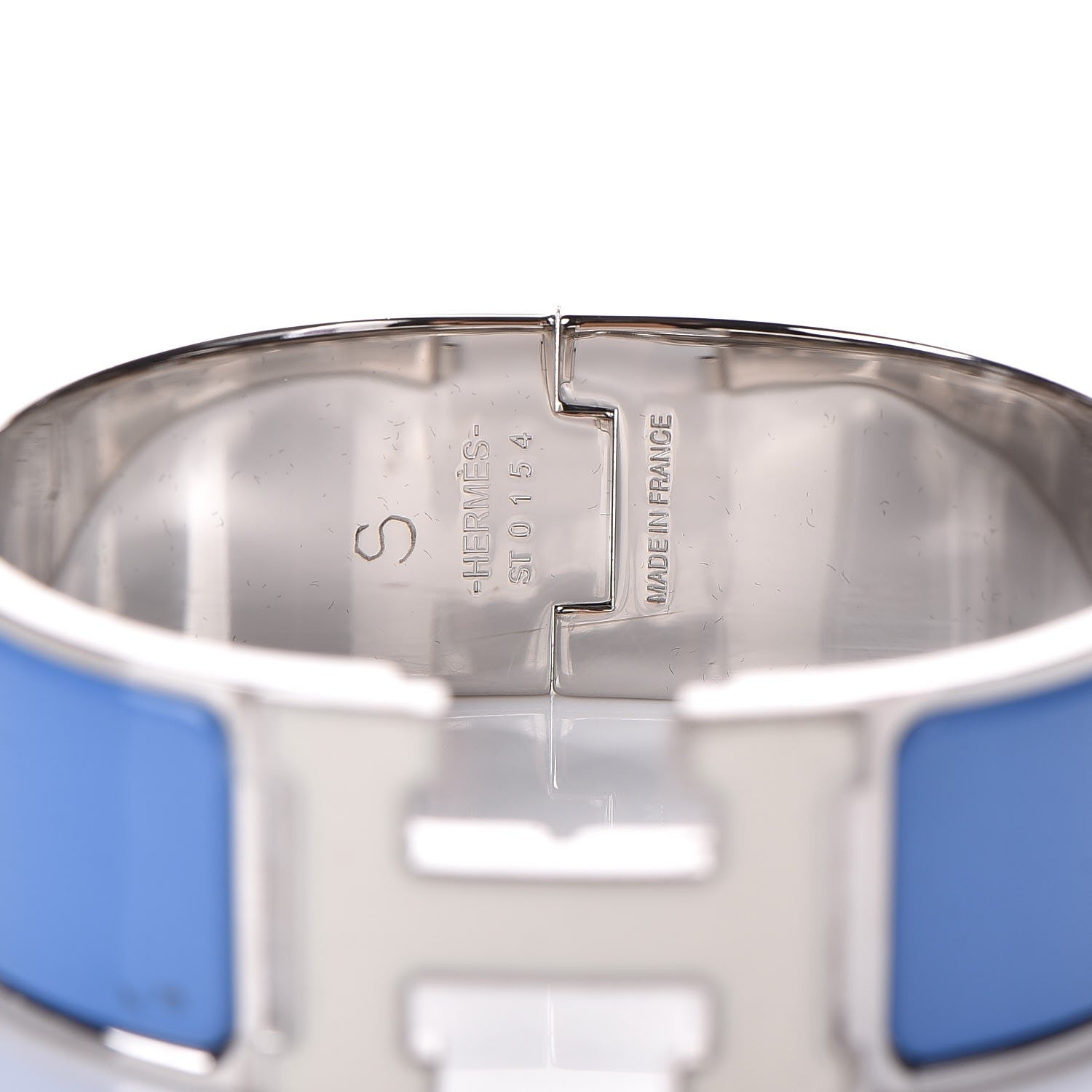Hermes Enamel Wide Clic Clac H Bracelet PM Blanc Bleu Transat 3 of 4