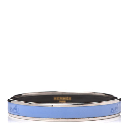 Hermes Enamel Printed Narrow Caleche Bracelet 65 Bleu 1 of 5