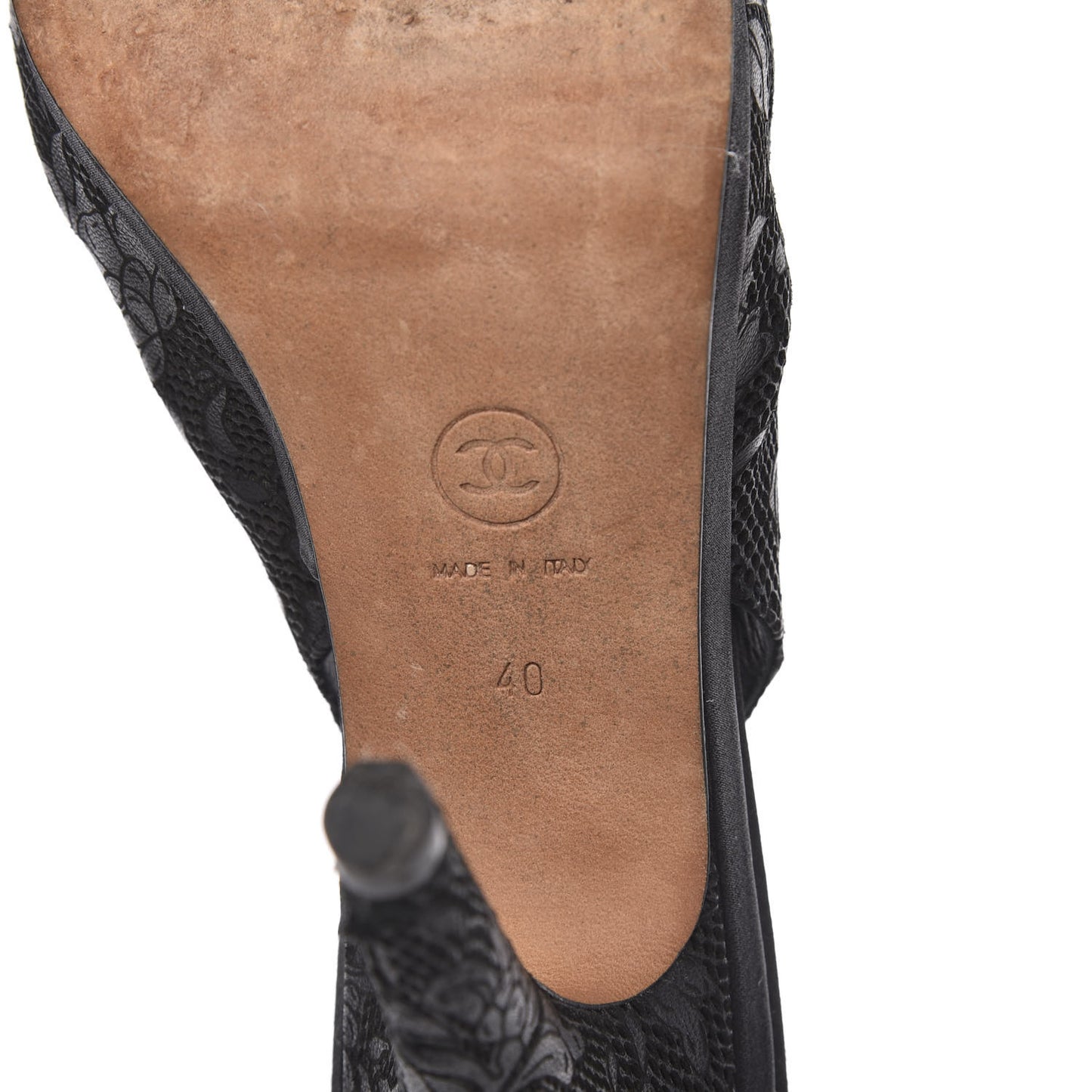 Lace Cap Toe CC Slingback Pumps 40 Black