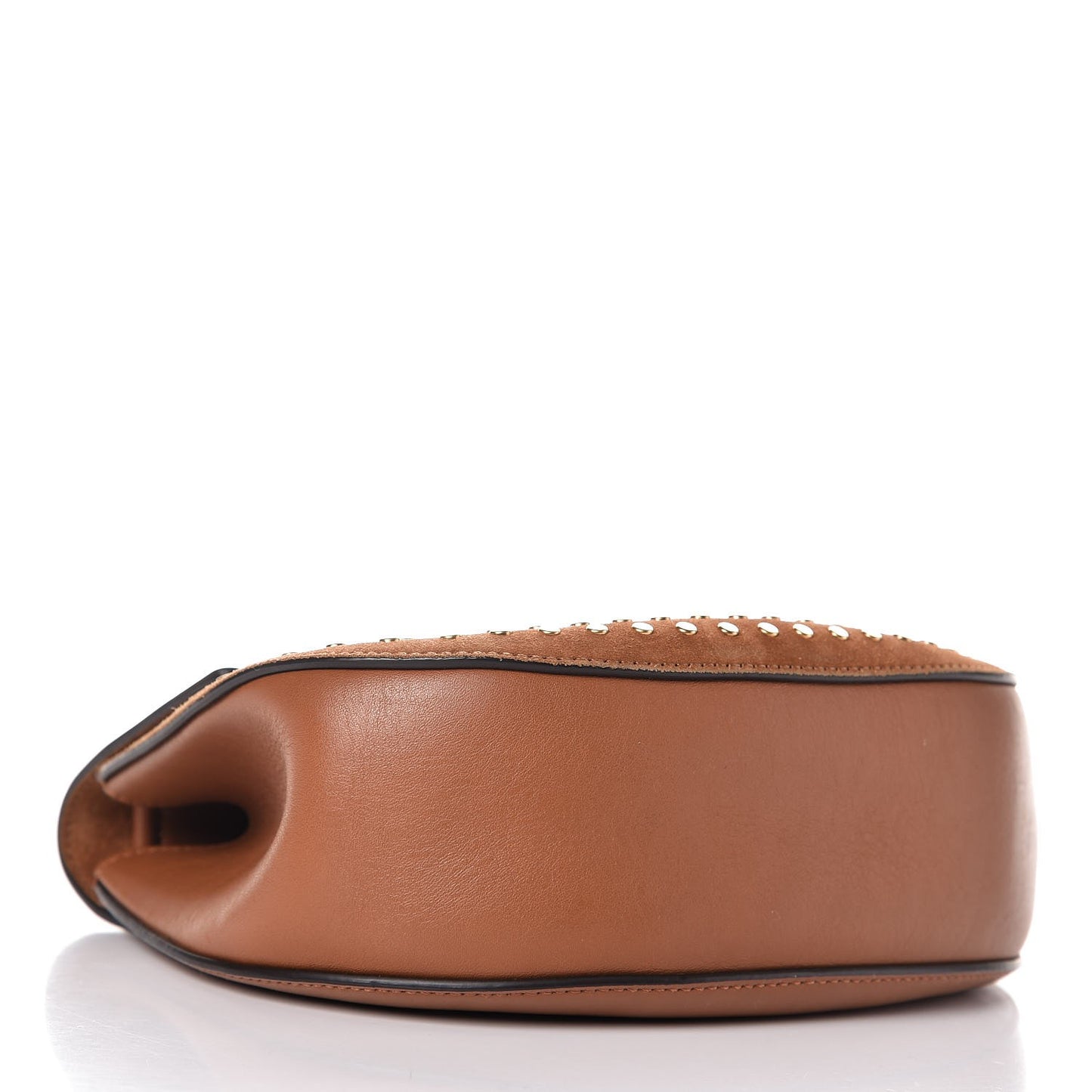 Suede Smooth Calfskin Studded Drew Shoulder Bag Caramel