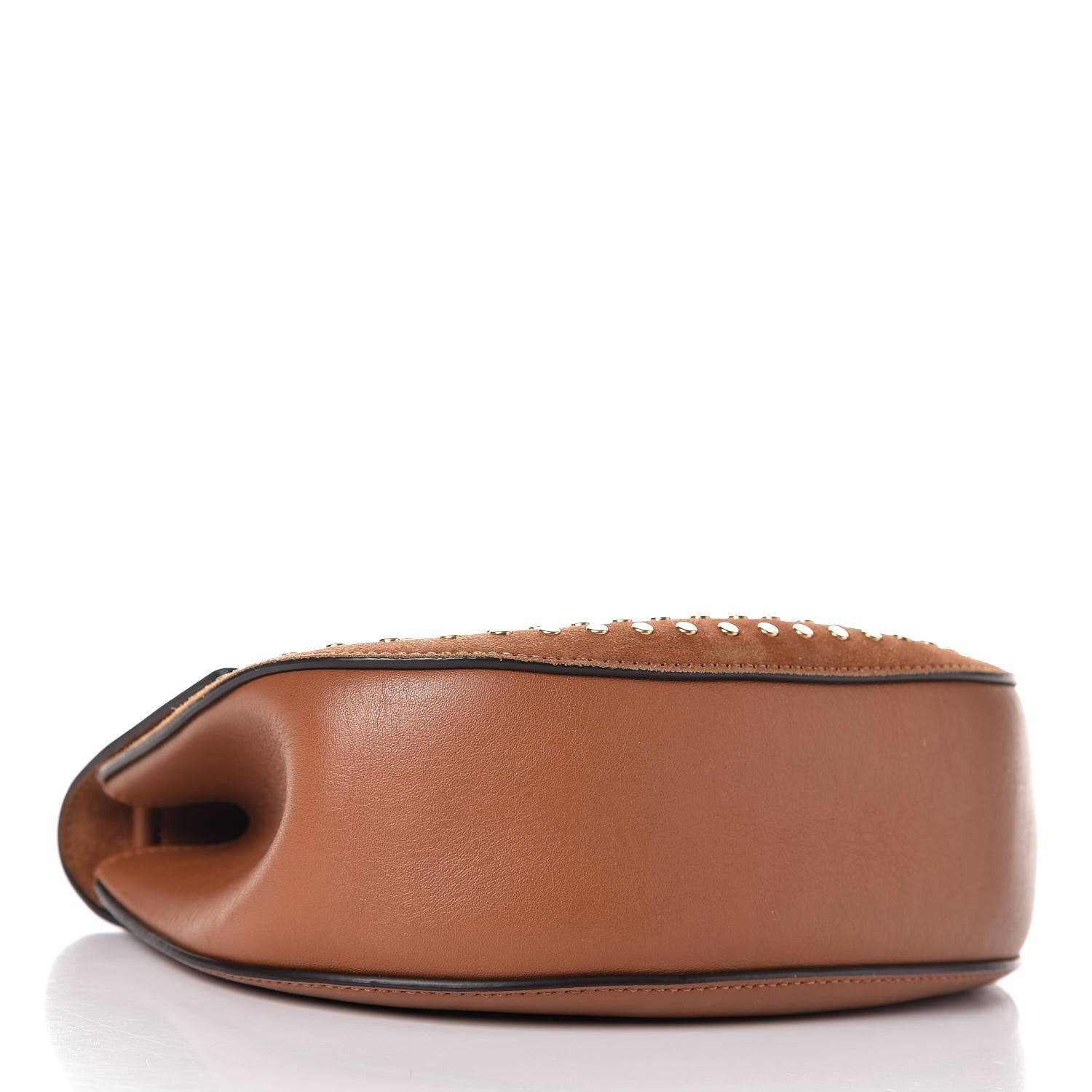 Chloe Suede Smooth Calfskin Studded Drew Shoulder Bag Caramel 4 of 10