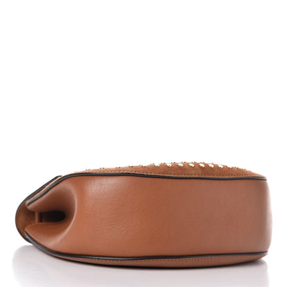 Chloe Suede Smooth Calfskin Studded Drew Shoulder Bag Caramel 4 of 10