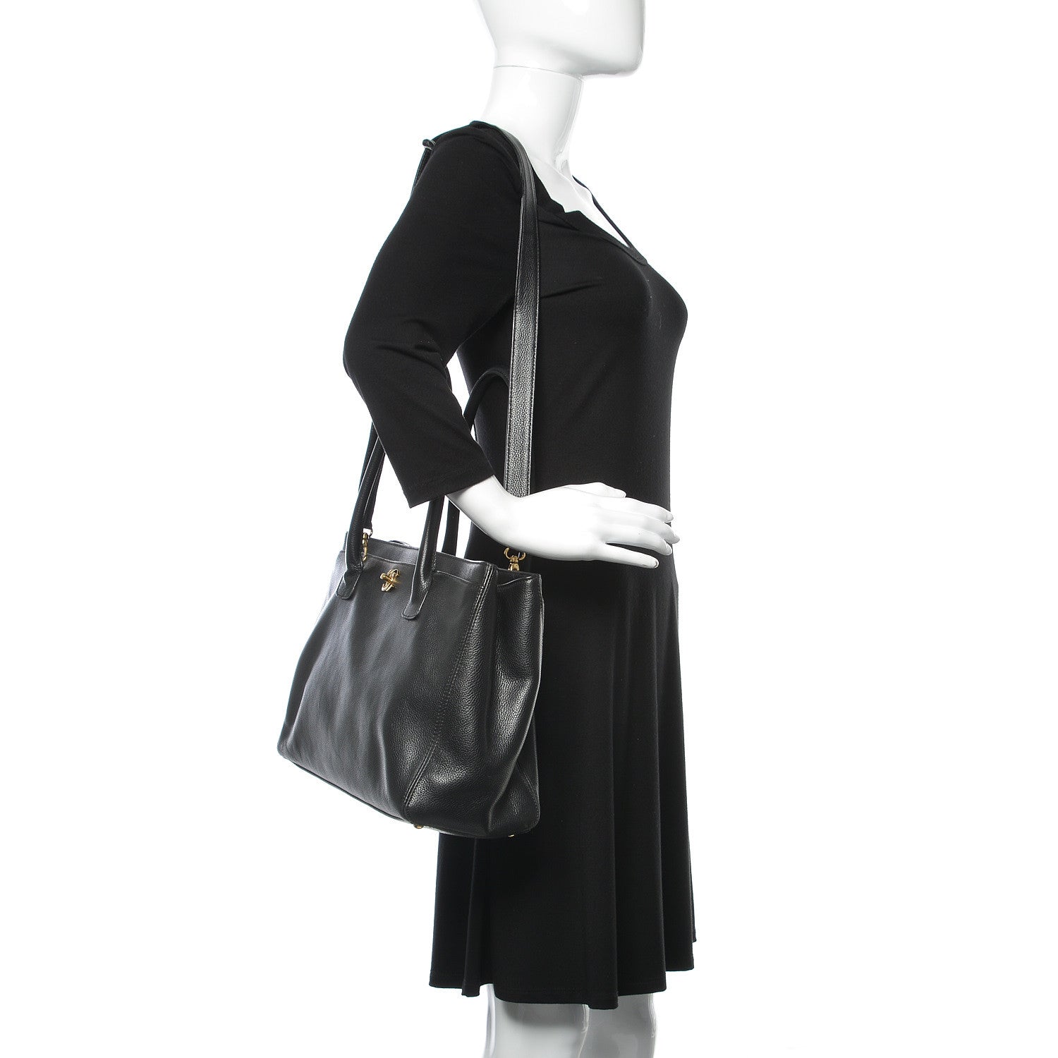 Chanel Calfskin Cerf Executive Shopper Tote Black 2 of 13