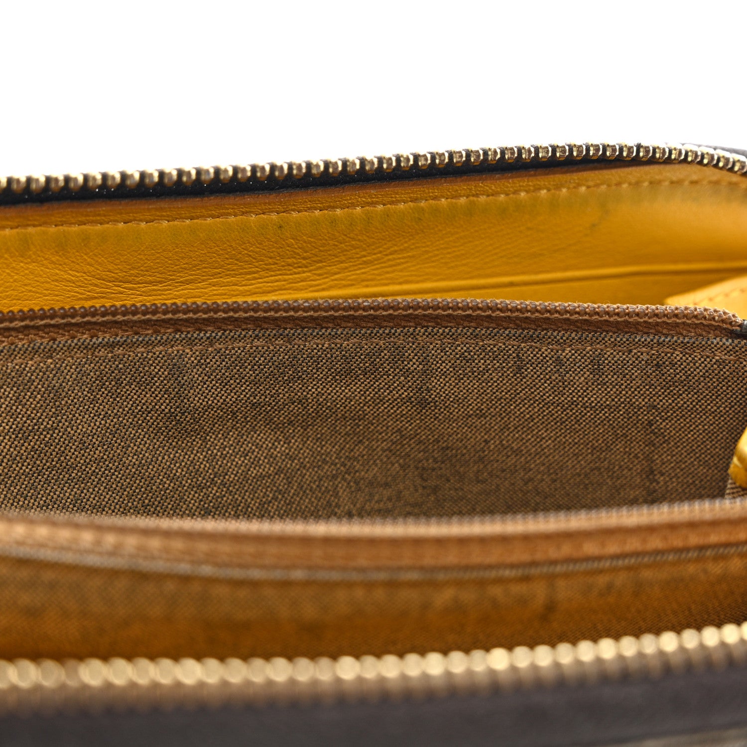 Fendi Zucca Spalmati Vitello Elite Rose Ladybug Zip Around Wallet Tobacco Yellow 12 of 18