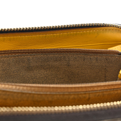 Fendi Zucca Spalmati Vitello Elite Rose Ladybug Zip Around Wallet Tobacco Yellow 12 of 18