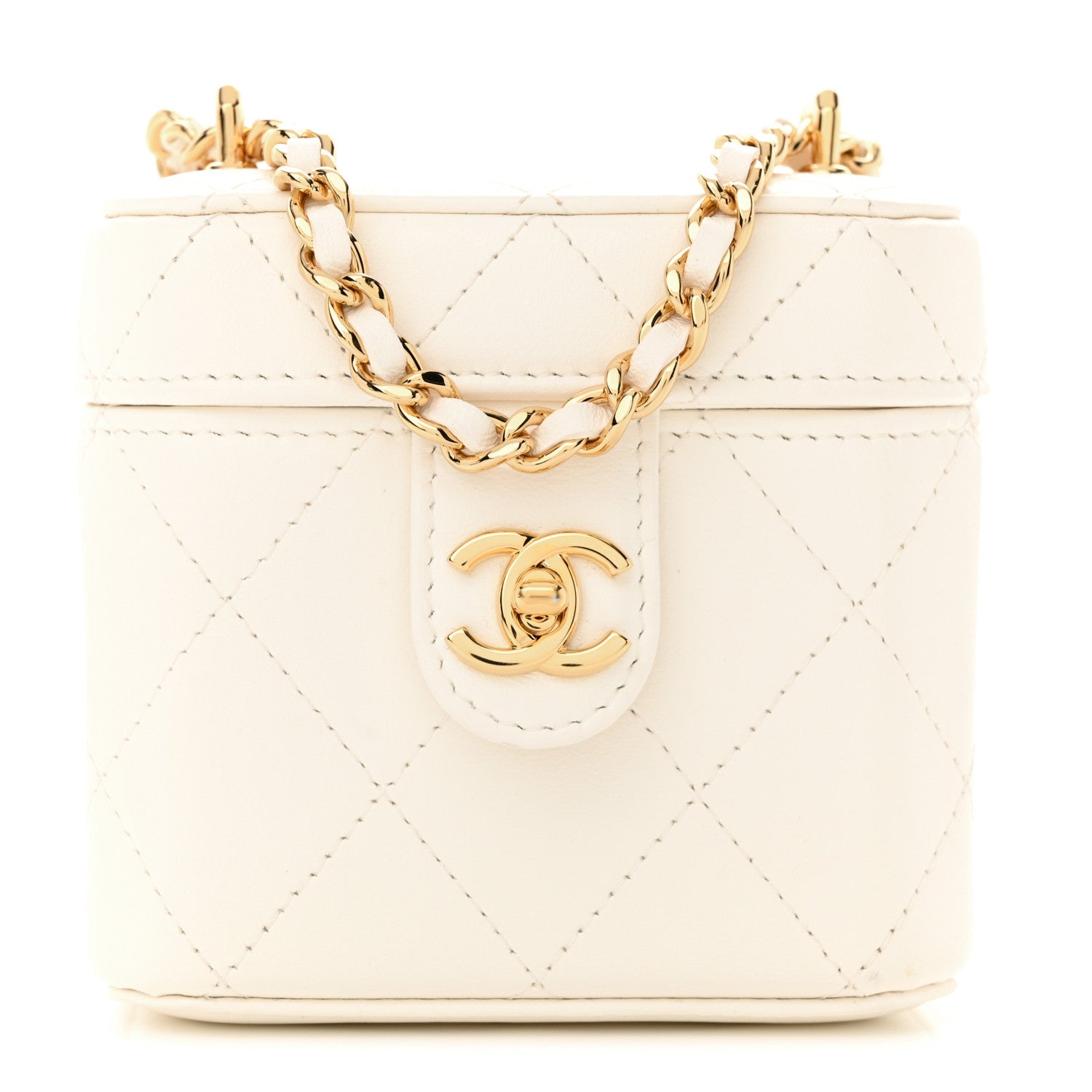 Chanel Lambskin Quilted Vanity Clutch With Chain White 1 of 11