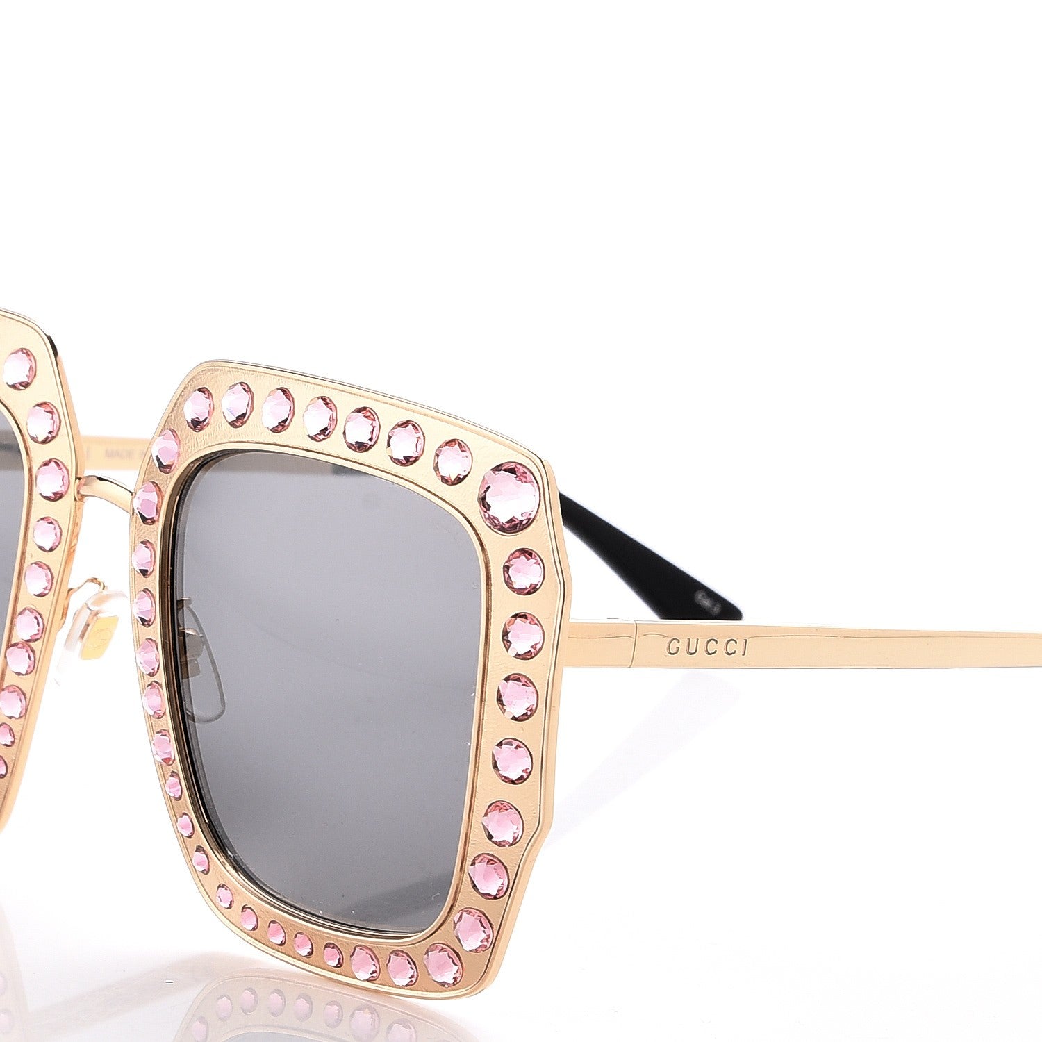 Gucci Metal Acetate Crystal Oversize GG0115S Sunglasses Rose Gold 8 of 8