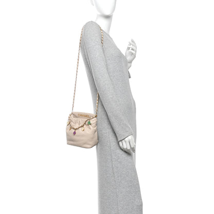 Chanel Lambskin Resin Quilted Small Bucket Bag Beige 2 of 10
