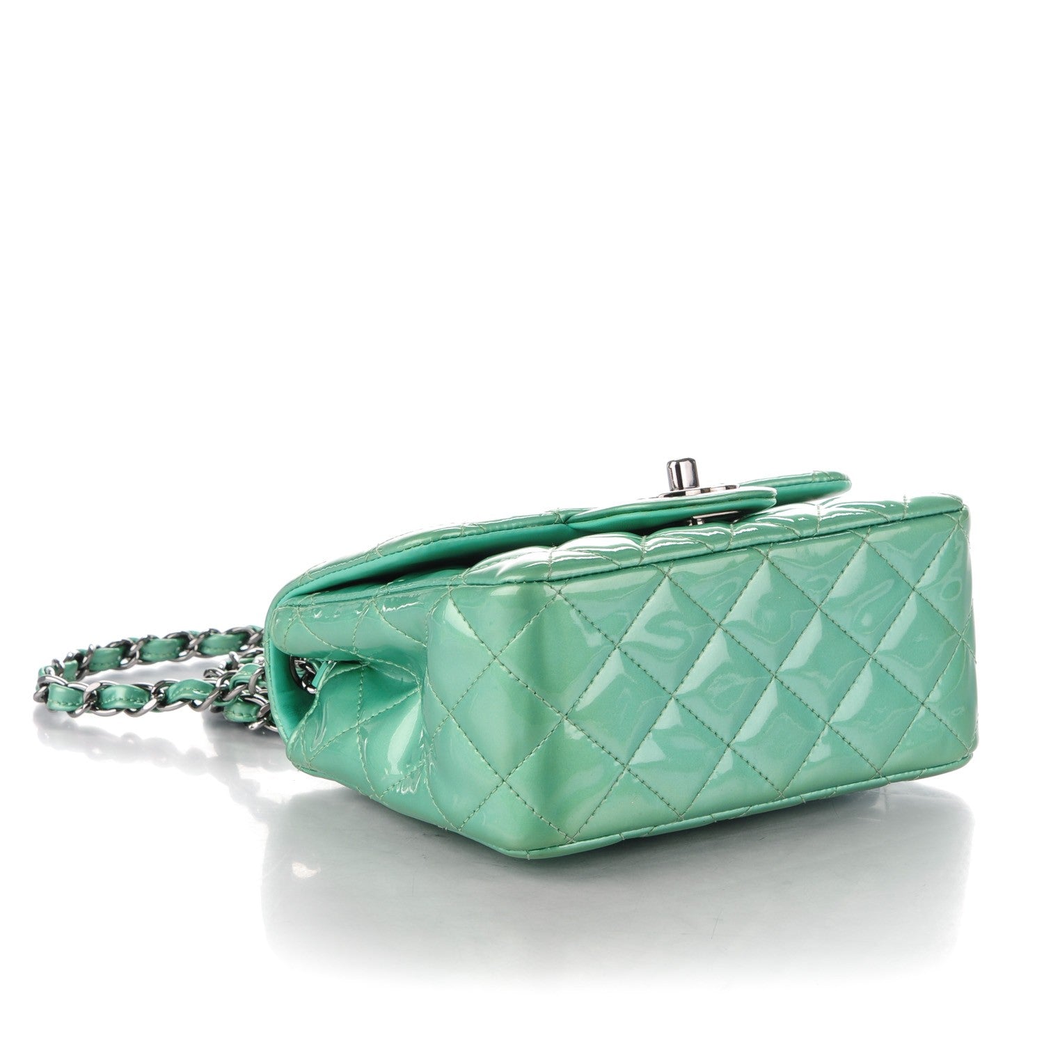 Chanel Patent Quilted Mini Square Flap Green 4 of 8